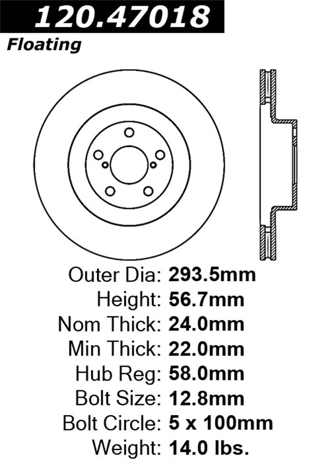 STOPTECH 126.47018 SL гальмівний диск передній лівий Sport з насічкою для SUBARU Forester / Impreza 02-10 WRX Photo-1 
